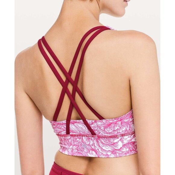 LULULEMON Energy Floral Bloom White Star Ruby Long Line Sports Bra, Size 12 - Picture 5 of 16